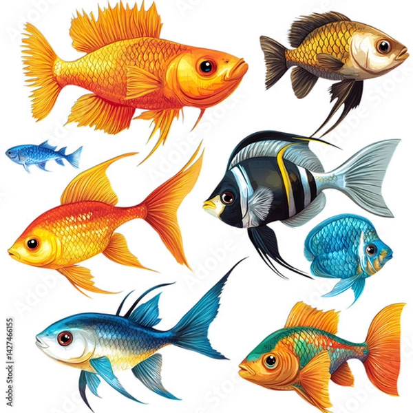 Obraz set of fish isolated on transparent background png