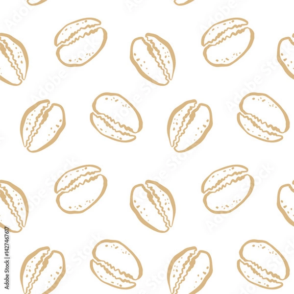 Obraz Yellow cowrie shell pattern on white background in hand drawn style for summer ocean packaging and coastal decor