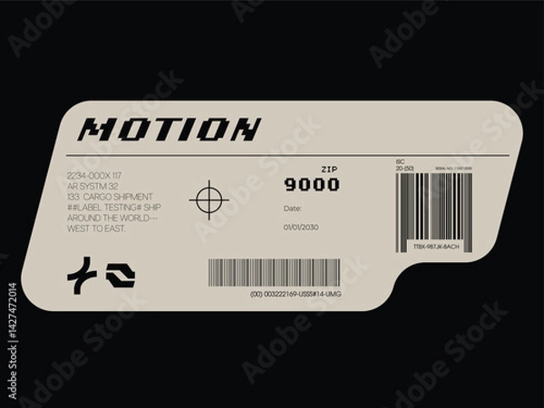 Obraz Label pack design. Vector graphic asset for streetwear design. Retro futuristic element in Y2K for apparel, clothing and poster design