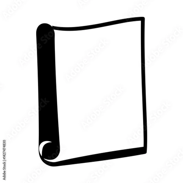 Fototapeta Black and white rendering of an open scroll showing a document