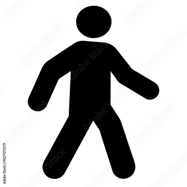 Fototapeta Simple black pictogram representing a pedestrian figure walking with a distinctive style