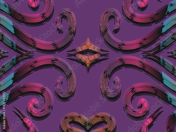 Obraz luxury traditional Indonesian Dayak batik design with aesthetic gradient background 