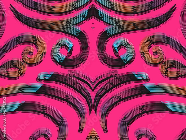 Obraz luxury traditional Indonesian Dayak batik design with aesthetic gradient background 