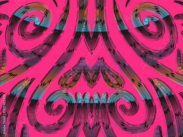Obraz luxury traditional Indonesian Dayak batik design with aesthetic gradient background 