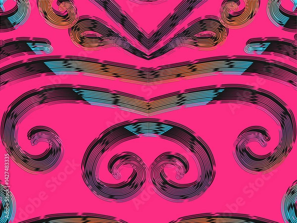 Obraz luxury traditional Indonesian Dayak batik design with aesthetic gradient background 
