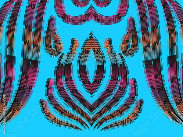 Obraz luxury traditional Indonesian Dayak batik design with aesthetic gradient background 