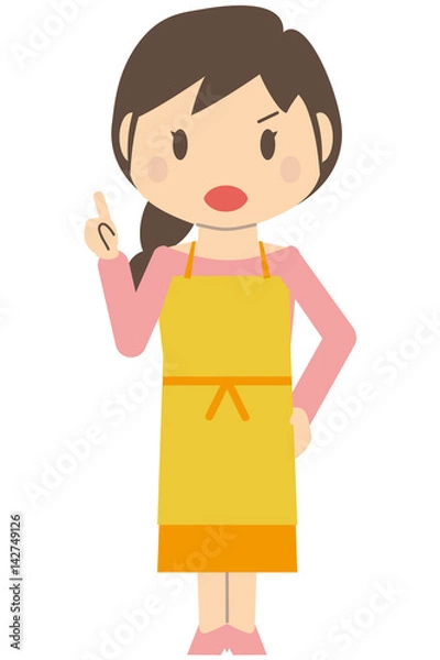 Fototapeta かわいいロングヘアの主婦 説教