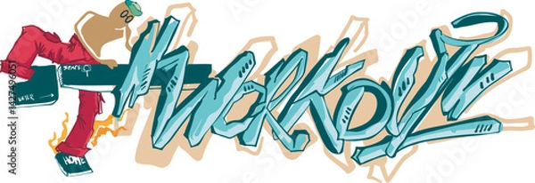 Fototapeta Illustration vector graffiti of word "Workout with some illustration workout man on it".