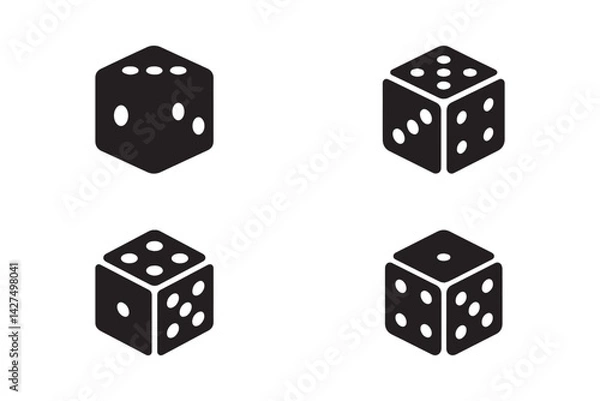 Fototapeta Set of dice vector icon. Game dice silhouette on white background