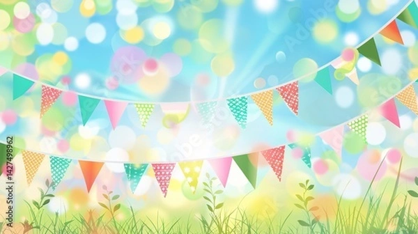 Fototapeta Spring Bank Holiday Festive Background: Igniting the Fiery Joy and Endless Vitality of Spring Bank Holiday with Colorful Festive Elements