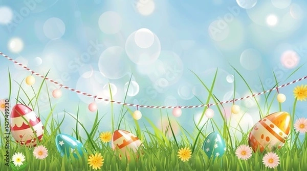 Fototapeta Spring Bank Holiday Festive Background: Igniting the Fiery Joy and Endless Vitality of Spring Bank Holiday with Colorful Festive Elements