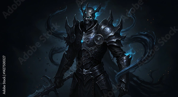 Obraz glowing purple dark knight with cosmic armor digital wallpaper