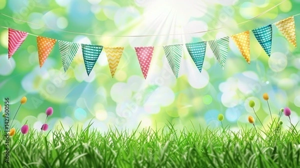 Fototapeta Spring Bank Holiday Festive Background: Igniting the Fiery Joy and Endless Vitality of Spring Bank Holiday with Colorful Festive Elements