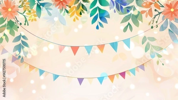 Fototapeta Spring Bank Holiday Festive Background: Igniting the Fiery Joy and Endless Vitality of Spring Bank Holiday with Colorful Festive Elements