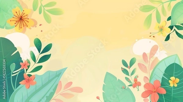 Fototapeta Spring Bank Holiday Natural Background: Spreading the Fresh, Cozy and Full - of - Vigor Scene of Spring Bank Holiday with Natural Phenomena