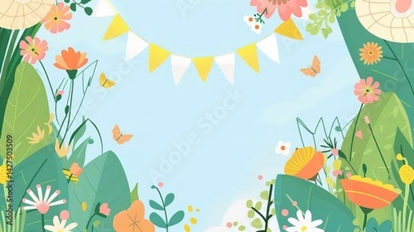 Fototapeta Spring Bank Holiday Natural Background: Spreading the Fresh, Cozy and Full - of - Vigor Scene of Spring Bank Holiday with Natural Phenomena