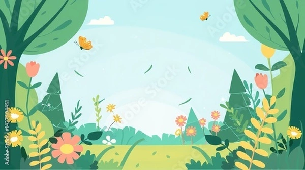 Fototapeta Spring Bank Holiday Natural Background: Spreading the Fresh, Cozy and Full - of - Vigor Scene of Spring Bank Holiday with Natural Phenomena