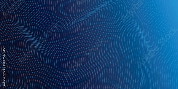 Fototapeta Wave of particles on dark background. Technology backdrop. Pattern for presentations. 3d