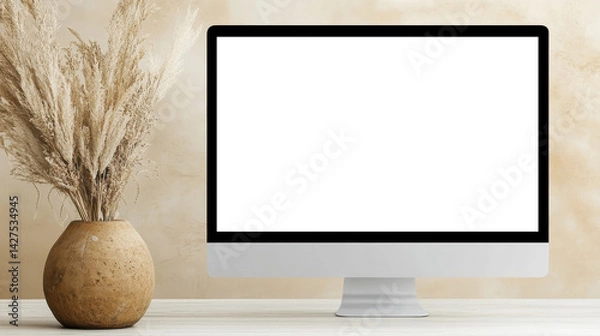 Fototapeta Desktop Computer Mockup, Blank Screen