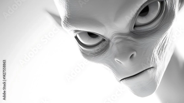 Fototapeta Close Up Monochromatic Portrait of an Alien Face