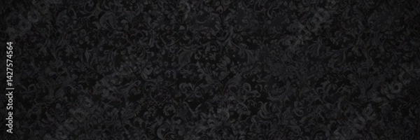 Obraz Intricate black gothic damask, swirling vines and leaves , repeating, vine pattern, dark