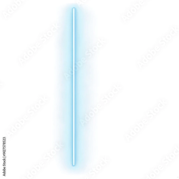 Fototapeta Neon Light Bar, Glowing Blue Line, Light Tube, Vertical Neon Stripe, Illuminated Bar, Electric Blue Glow, Single Neon Element, Bright Line Light, Azure Light Stick, Modern Neon Accent