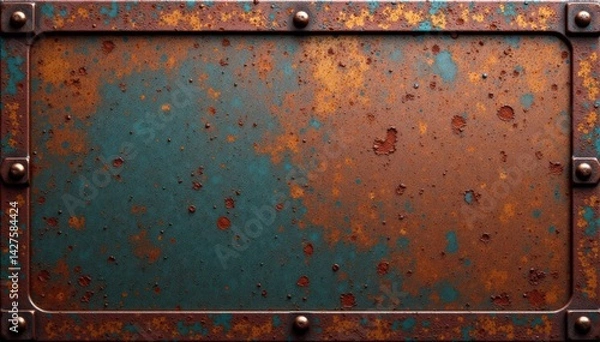 Obraz Rusty metal texture with worn patina and subtle shine , worn, shiny, industrial