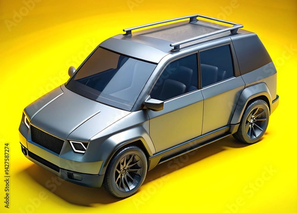 Fototapeta Futuristic Self-Driving Electric SUV with Lidar and Aerodynamic Design