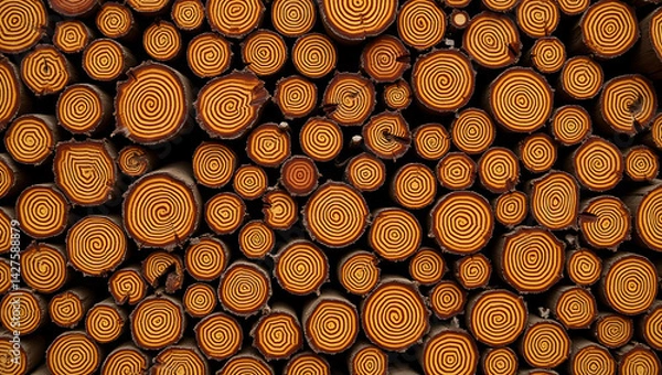 Obraz Stacked Cut Wood Logs Texture