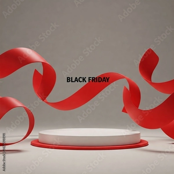 Fototapeta Abstract background with red ribbon 