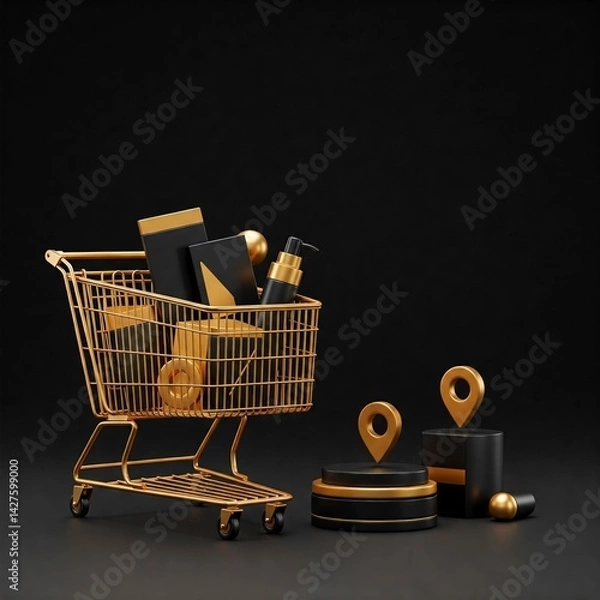 Fototapeta shopping cart with a credit card