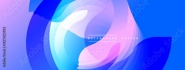 Fototapeta Abstract fluid shapes overlap, creating vibrant blue, purple, pink gradients. Modern design suggests movement, energy, dynamic composition. Background features text background design.