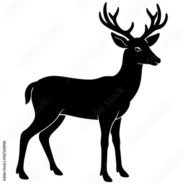 Obraz black silhouette of a Deer animal 