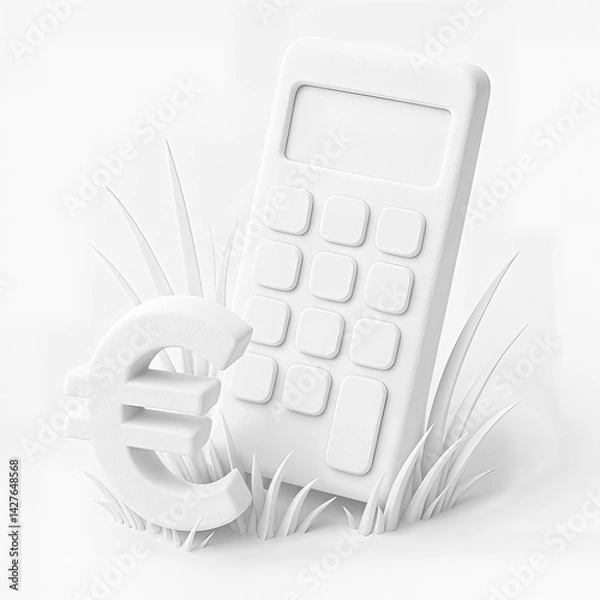 Fototapeta Financial icon representing budgeting and calculations in a minimalistic style suitable for modern designs
