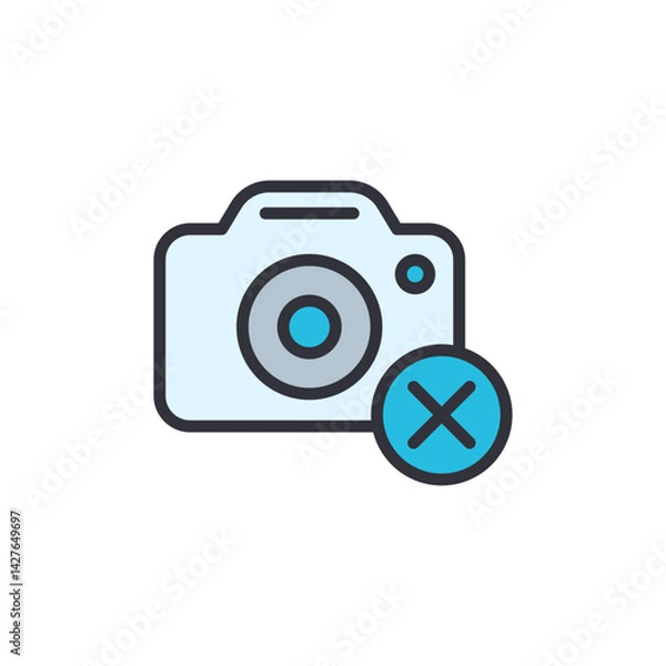 Fototapeta Delete picture colored icons, minimalist vector illustration ,simple transparent graphic element .Isolated on white background