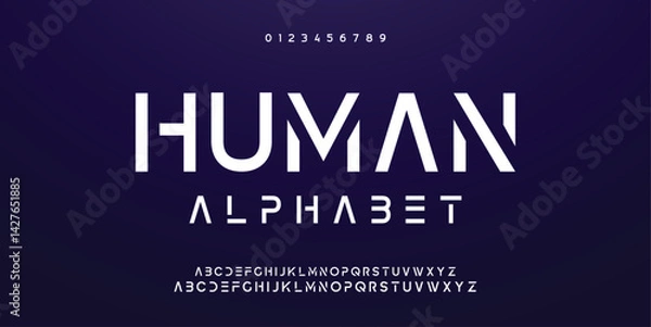 Fototapeta Design Modern abstract digital alphabet font. Minimal technology typography, Creative urban sport fashion futuristic font and with numbers. vector illustration.