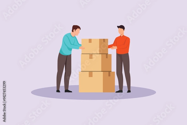 Obraz Neighbors sharing Concept. Colored flat vector illustration isolated