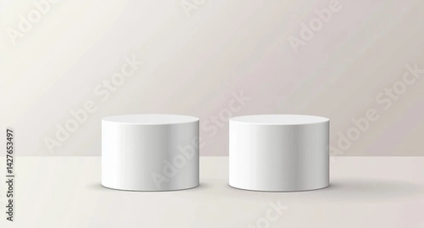 Obraz White cylinder podiums on light background for product display
