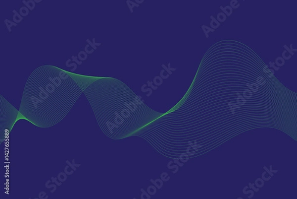 Fototapeta Abstract business blue and yellow wave line on transparent background, Abstract wave line for banner, template, wallpaper background with wave design. Vector illustration