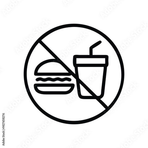 Obraz No Food and Drinks Vector Outline Sign