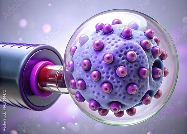 Fototapeta Biohybrid Microswimmer: E. coli Cell on Janus Bead in Bloodstream (3D Render)