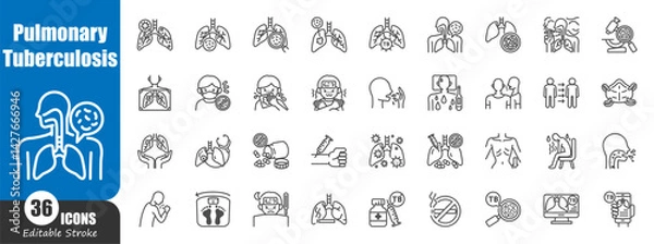 Obraz Pulmonary Tuberculosis . Medical outline icon . Editable stroke . Vector .