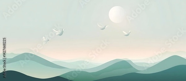 Fototapeta Mid autumn festival, Moon cake for Mid Autumn festival, Moon festival banner, full moon, cute jumping bunnies, lantern,.Happy Mid Autumn Festival, Fifteen of August