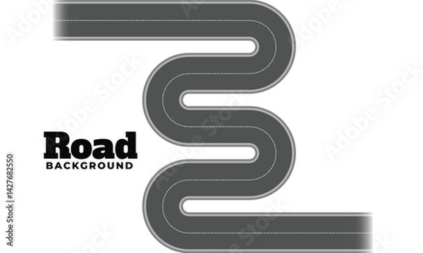 Obraz Horizontal asphalt road template. Winding road vector illustration. Seamless highway marking Isolated on background.  
