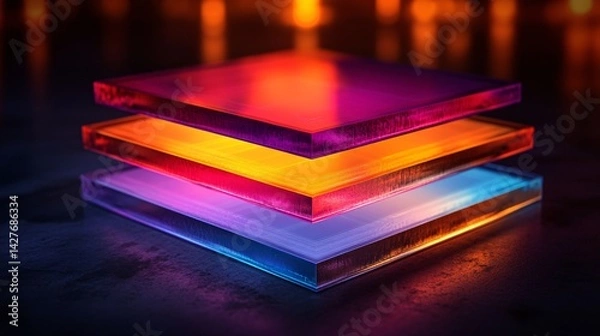 Fototapeta vibrant abstract acrylic sheets with neon lighting for creative backgrounds and art displays