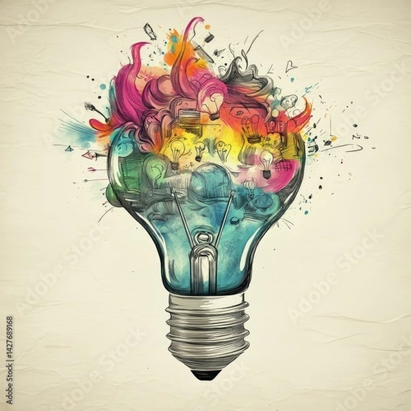 Fototapeta Colorful Idea Lightbulb (1)