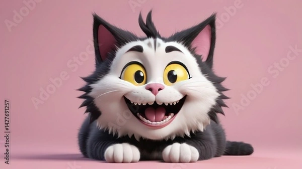 Obraz black and white cat with big eyes