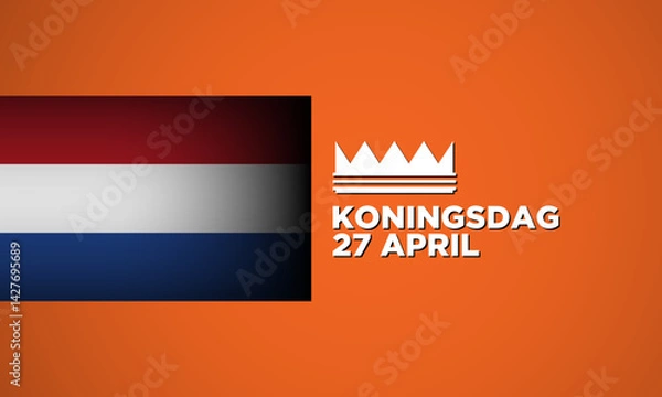 Obraz Koningsdag greeting card with flag of the Netherland.