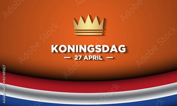 Obraz Koningsdag greeting card with flag of the Netherland.