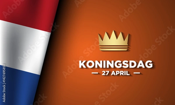 Obraz Koningsdag greeting card with flag of the Netherland.